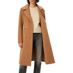 Women's Khaki Winter Double-breasted Long Overcoat Classic Casual Trench Coat